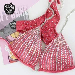 Sparkling Red Competition Bikini Suit for Women